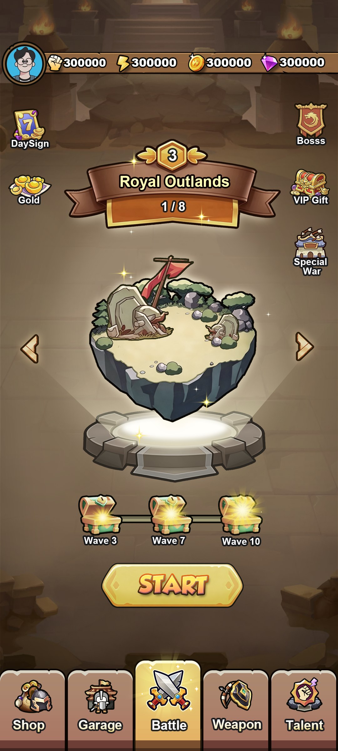 Merge War home screen